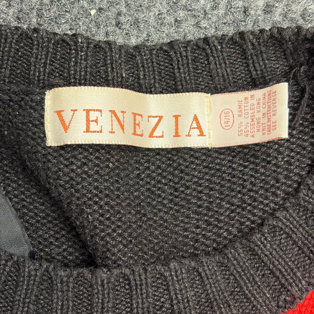 Venezia Vintage Colorblock Geometric Diamond Knit Sweater Womens 14/16 L XL - Picture 6 of 7